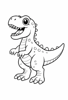 Gülümseyen sevimli dinozor boyama sayfası