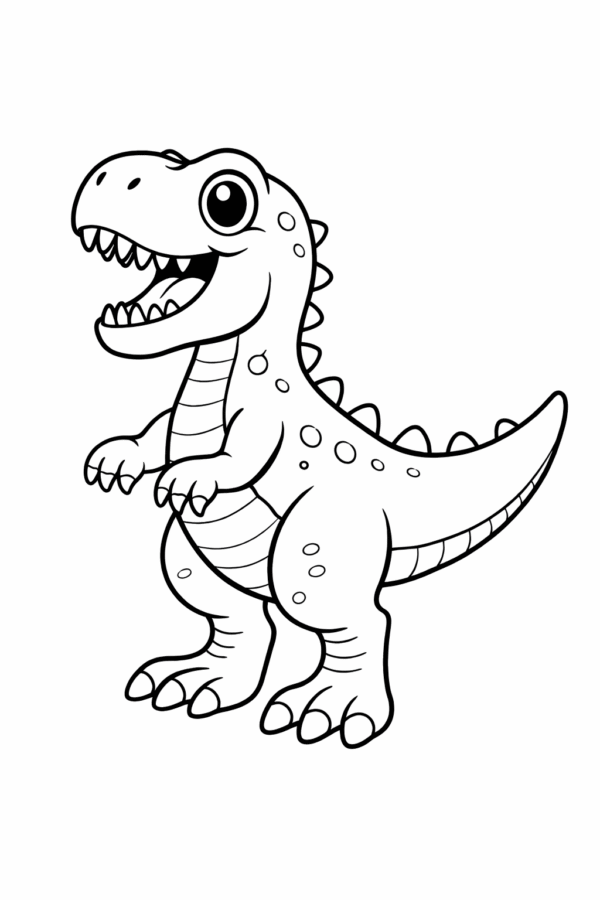 Gülümseyen sevimli dinozor boyama sayfası
