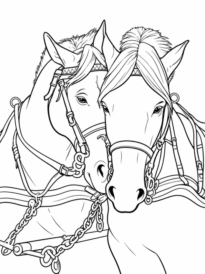 wo Horses Coloring Page free printable