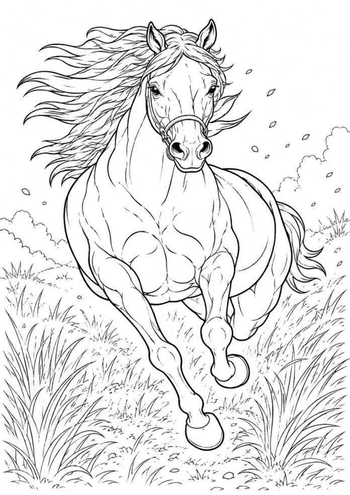 Running Horse Coloring Page free printable