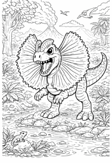 Dilophosaurus Dinozor Boyama Sayfası