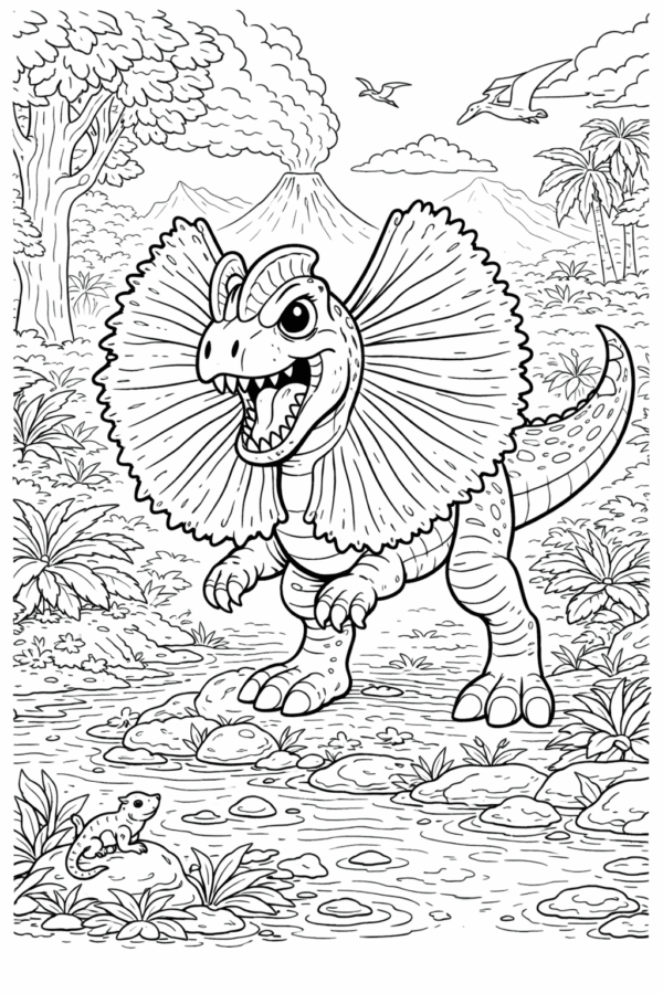 Dilophosaurus Dinozor Boyama Sayfası