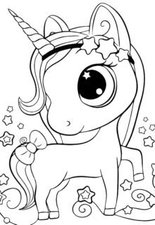 Çiçeklerle süslenmiş sevimli unicorn güzeli boyama sayfası