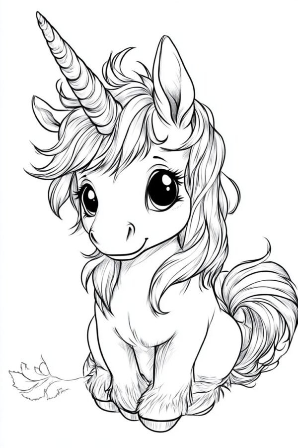 Sevimli Bebek Unicorn Boyama Sayfası