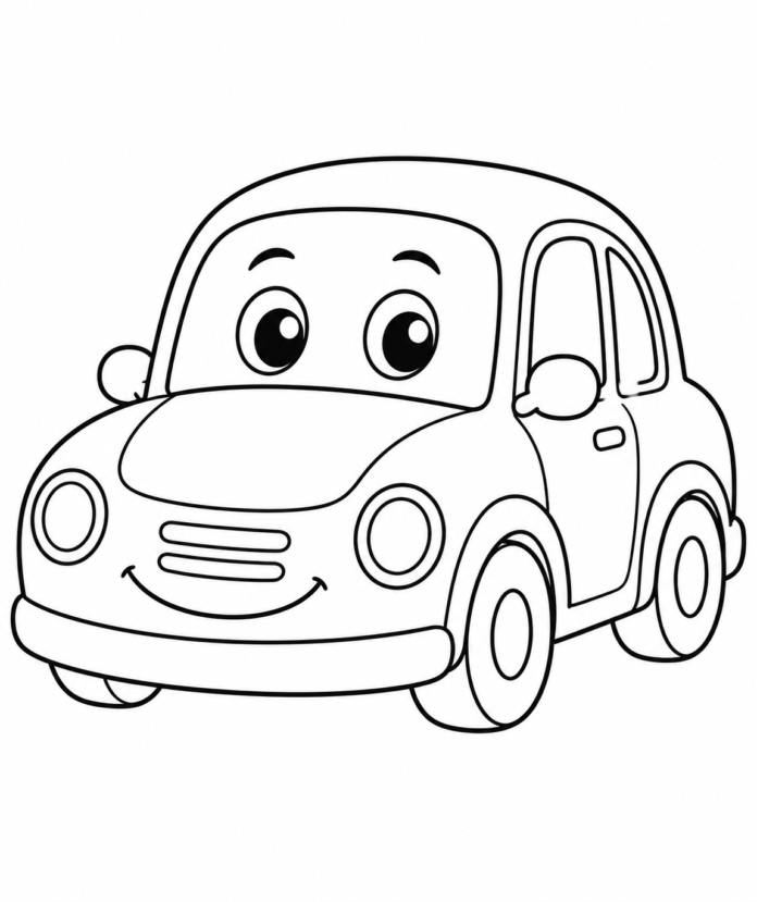 Download the free Cute Car Coloring Page