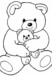 Teddy Ayı ve Yavrusu Boyama Sayfası — Ücretsiz PDF indir ve yazdır