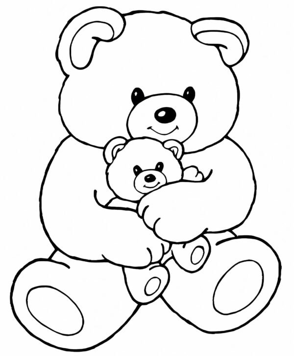 Teddy Ayı ve Yavrusu Boyama Sayfası — Ücretsiz PDF indir ve yazdır
