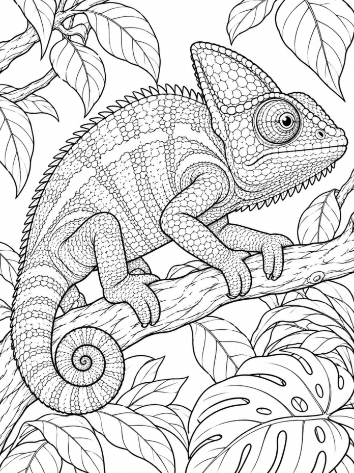 Clever Chameleon Coloring Page – Free Printable Coloring Page