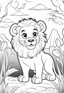 Doğada sevimli aslan resmi PDF indir ve yazdır