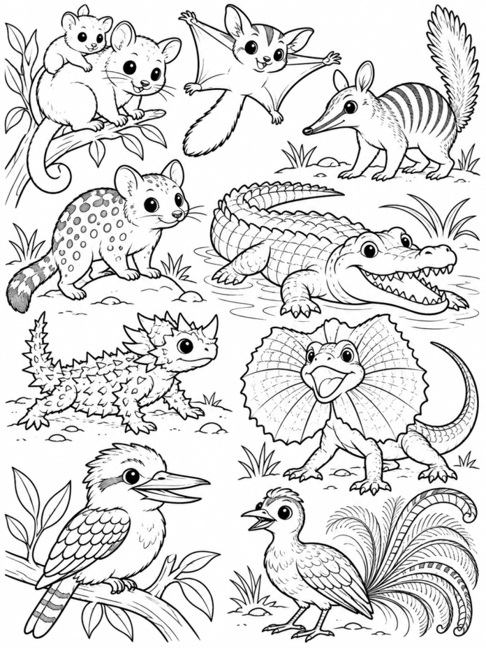 Unique Wild Animals Coloring Page – Free Printable Coloring Page