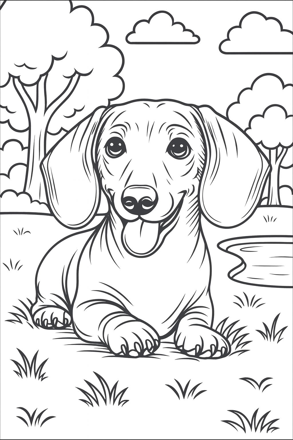 sevimli taksa köpeği çizimi boyama pdf indir