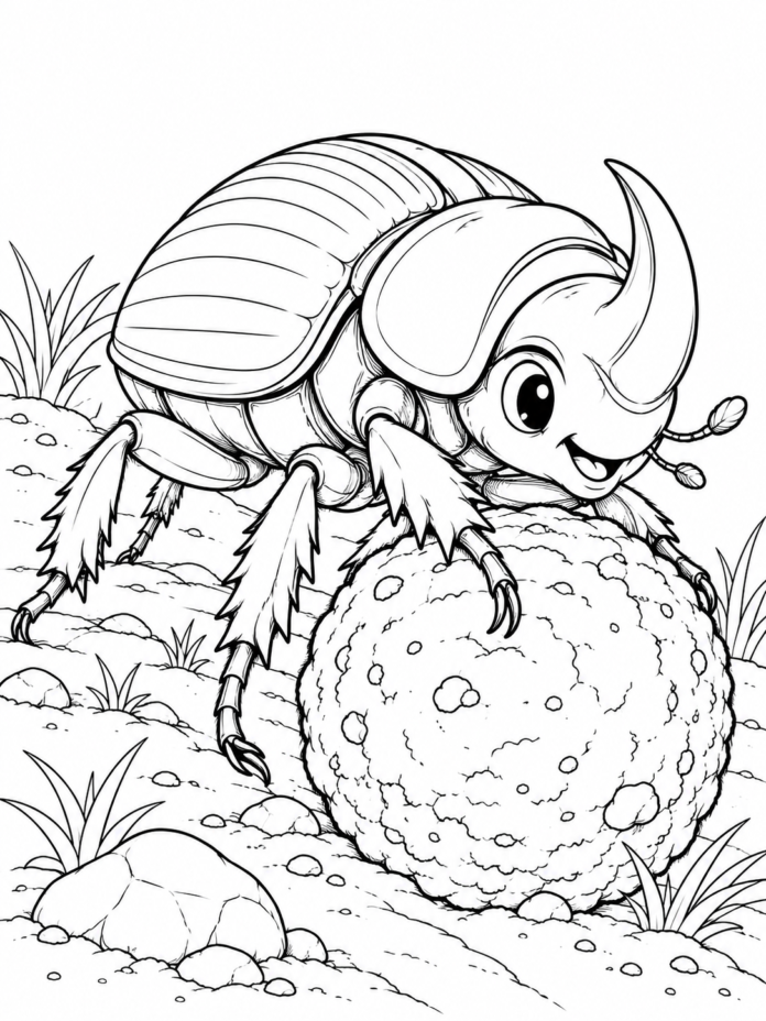 Busy Beetle Coloring Page – Free Printable Coloring Page