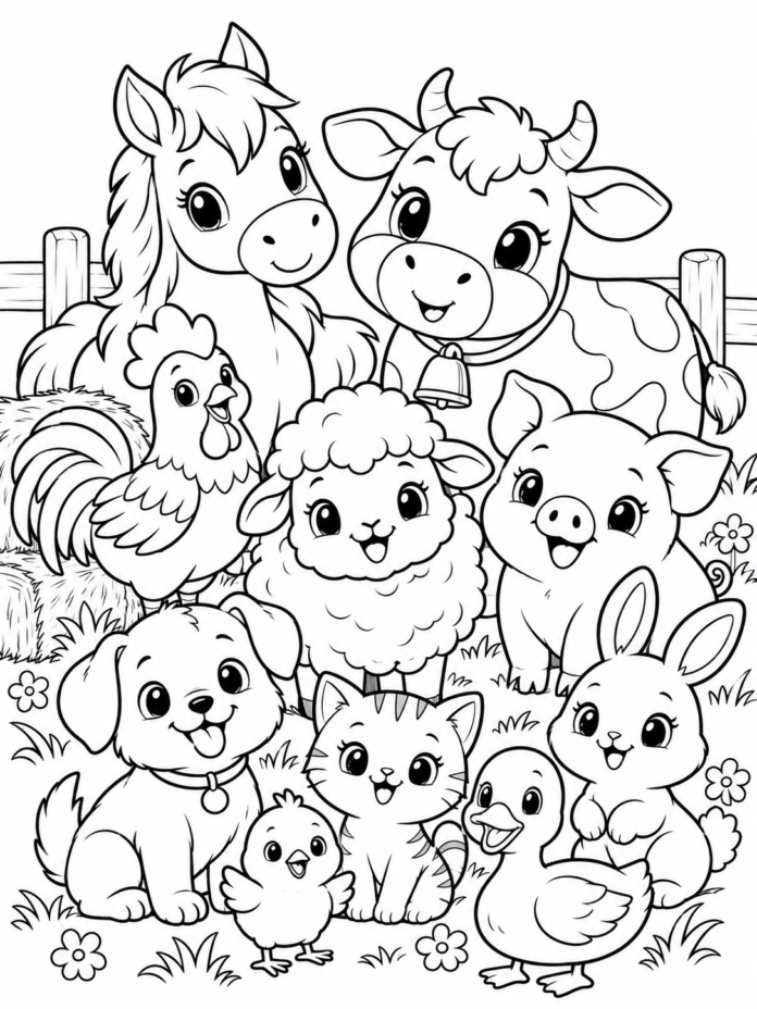 Cute Farm Friends Coloring Page – Free Printable Coloring Page