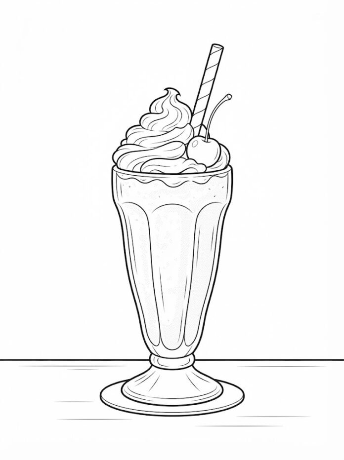 Çilekli Milkshake Boyama Sayfası – Ücretsiz Boyama Resmi
