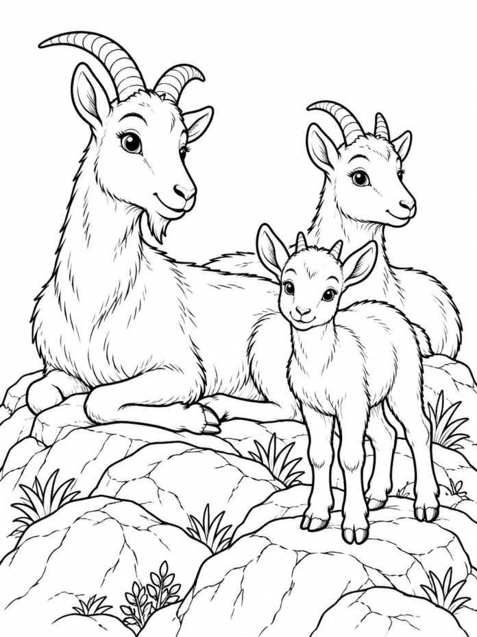 Mountain Goats Coloring Page – Free Printable Coloring Page