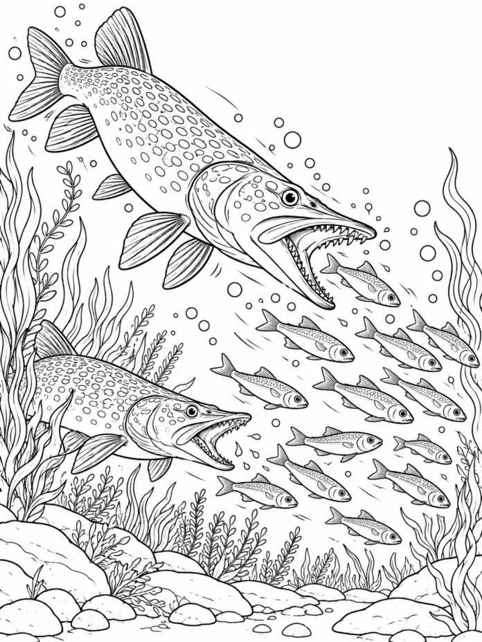 The Pike and the Little Fish Coloring Page – Free Printable Coloring Page