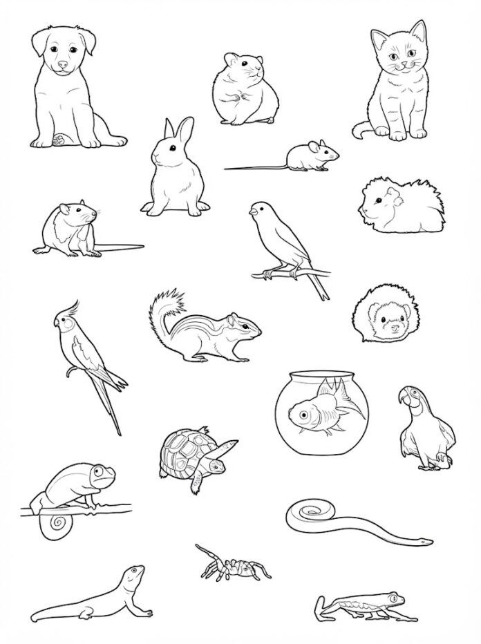 My Favorite Pets Coloring Page – Free Printable Coloring Page