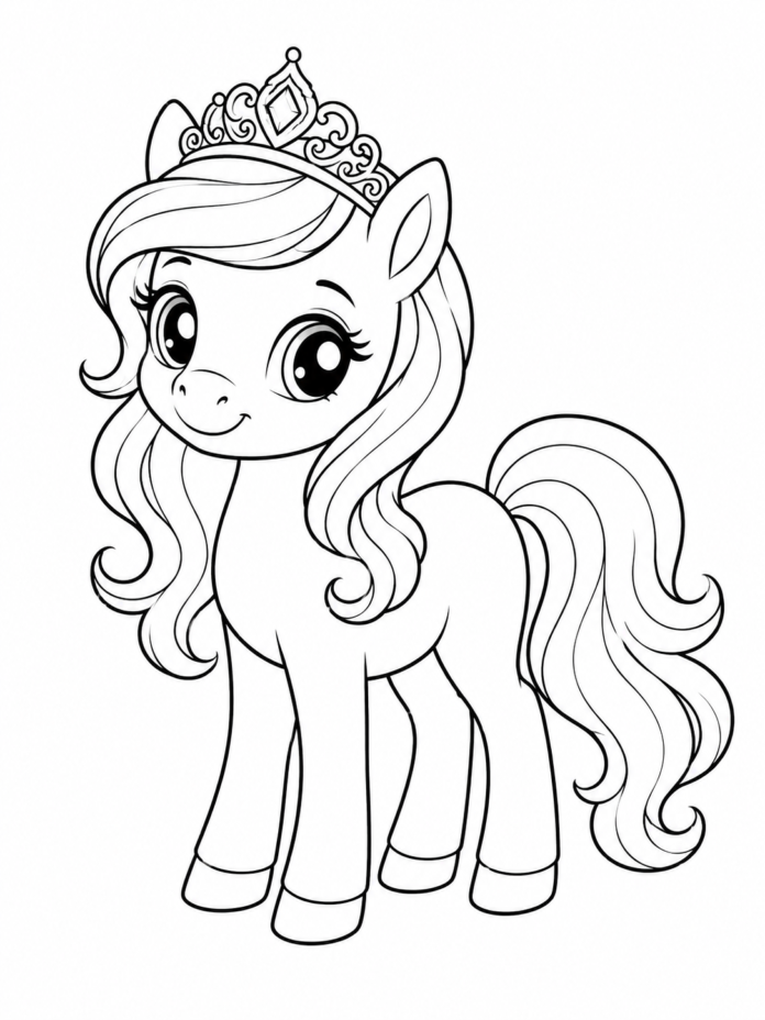 Princess Pony Coloring Page – Free Printable A4