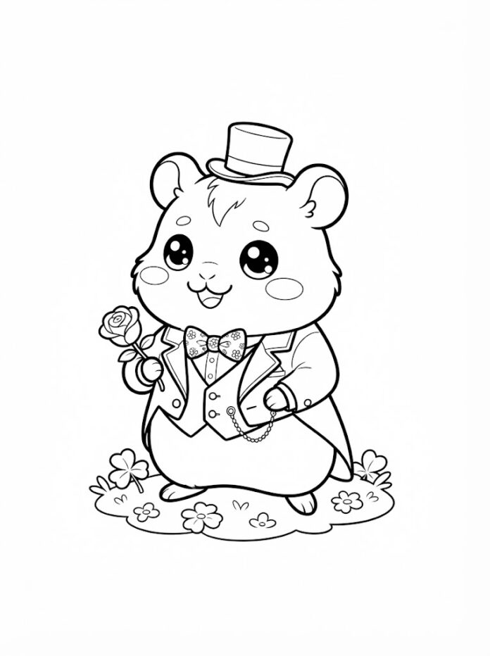 Gallant Hamster in a Tailcoat Coloring Page – Free Printable Coloring Page