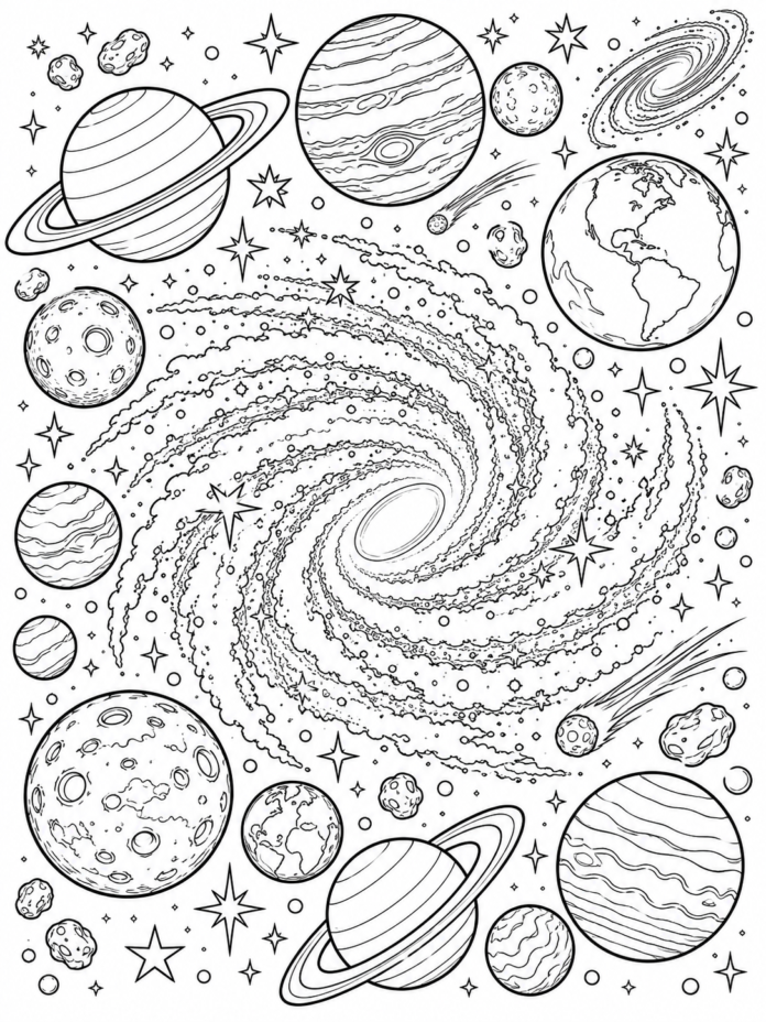 Galaxy Coloring Page – Free Printable Coloring Page