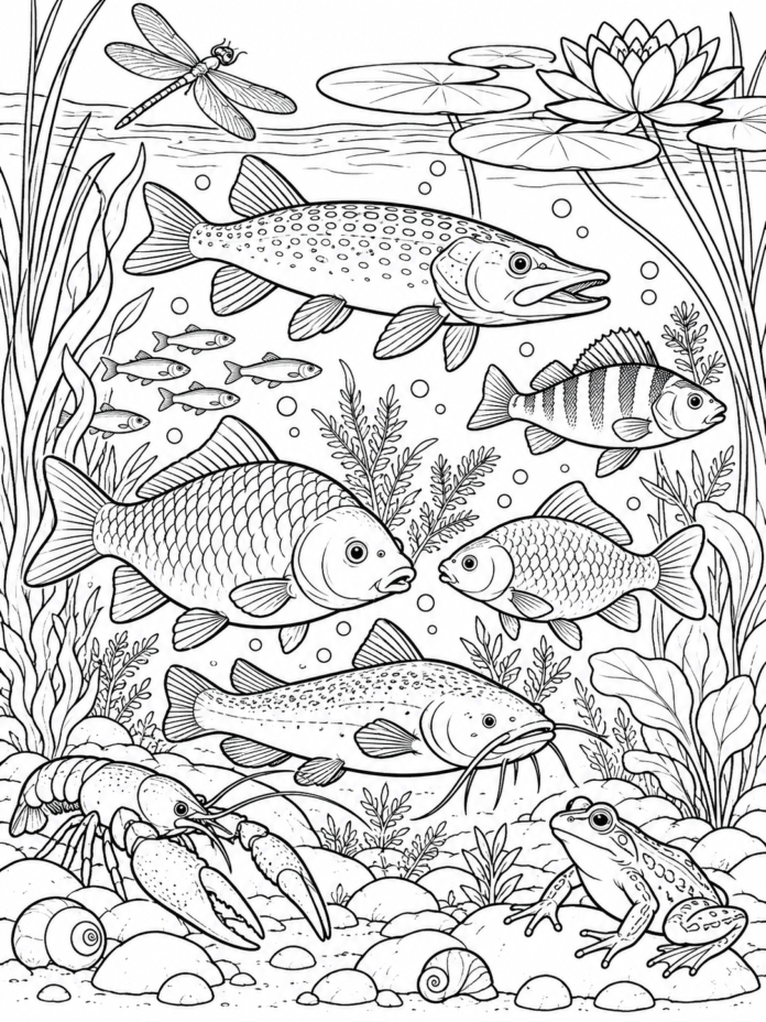 Pond Life Coloring Page – Free Printable Coloring Page