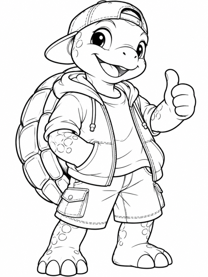 Cool Turtle Coloring Page – Free Printable Coloring Page