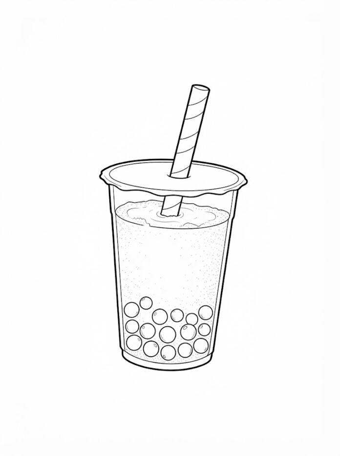 Coffee with Boba Coloring Page – Free Printable Coloring Page
