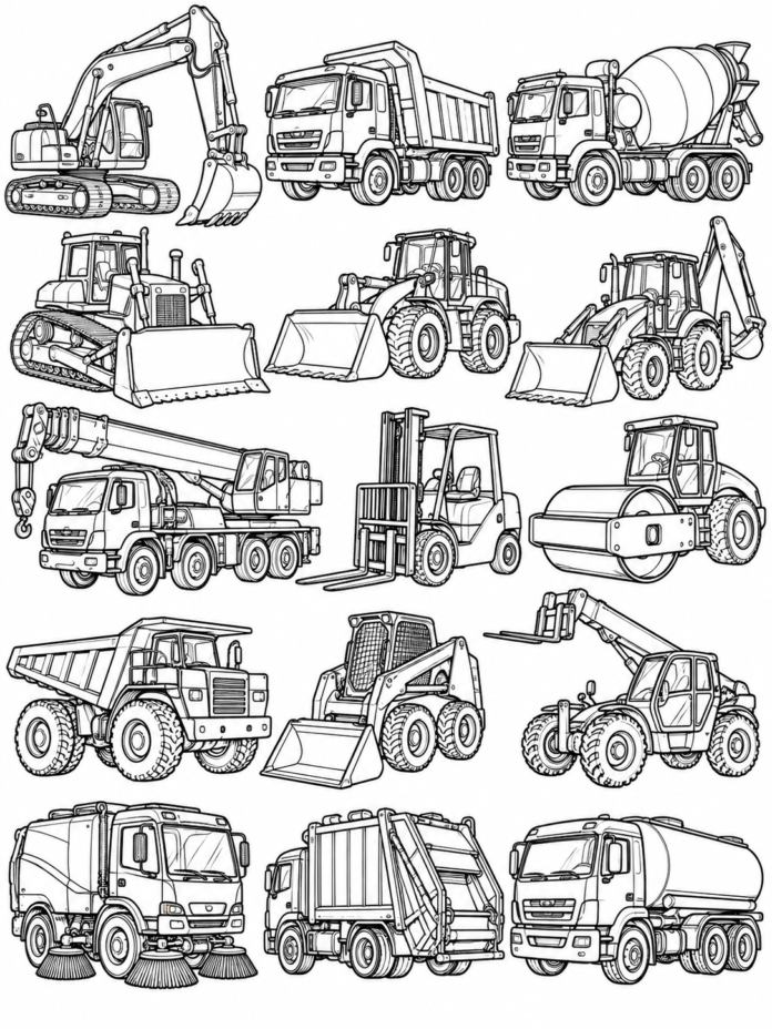 Heavy Machinery Coloring Page – Free Printable Coloring Page