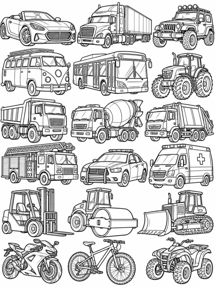 Land Transport Coloring Page – Free Printable Coloring Page