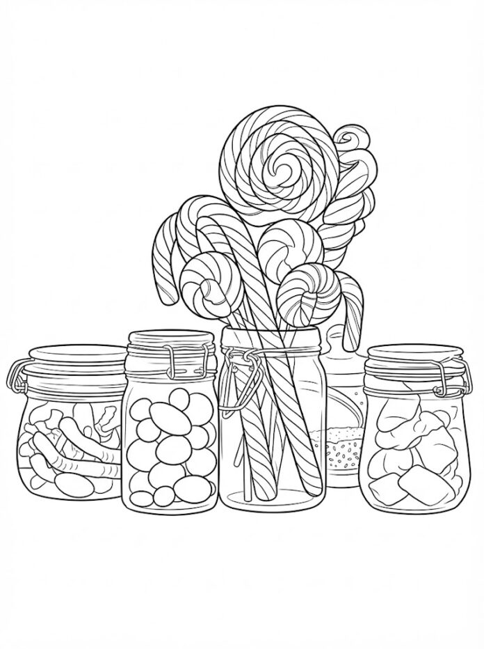 Jars of Sweets Coloring Page – Free Printable Coloring Page