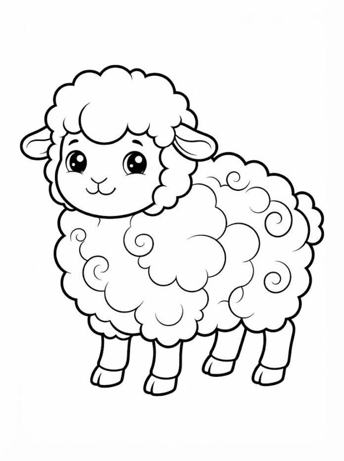 Kawaii Sheep Coloring Page – Free Printable Coloring Page