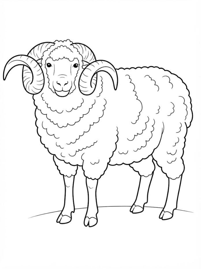 Curly Ram Coloring Page – Free Printable Coloring Page