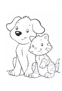 köpek ve kedi dostluğu boyama resmi pdf indir yazdır