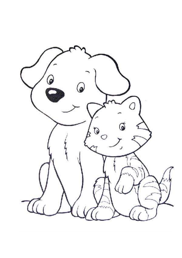 köpek ve kedi dostluğu boyama resmi pdf indir yazdır