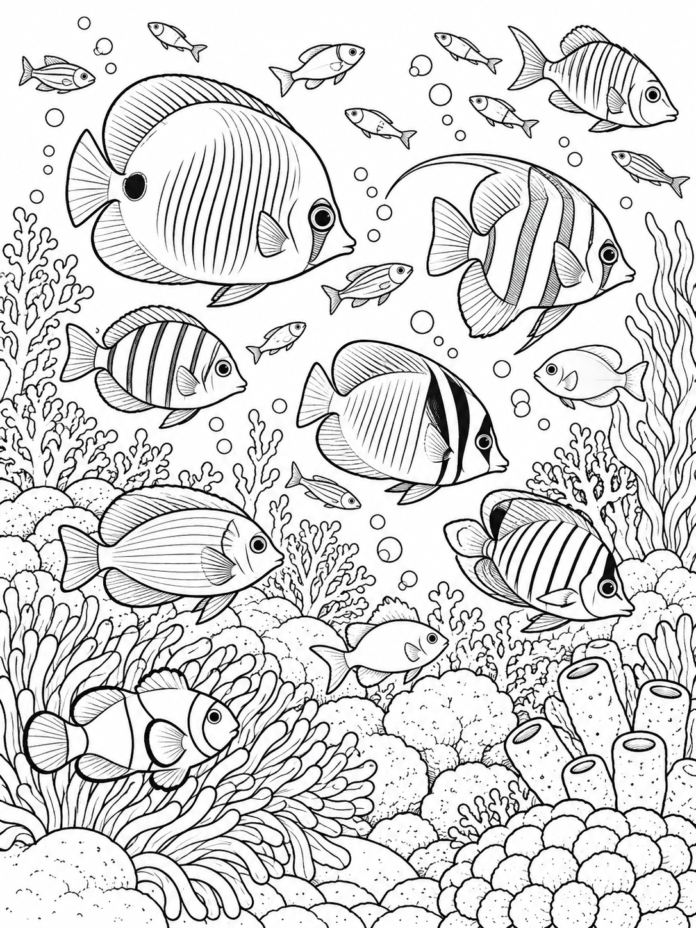 Coral Reef Paradise Coloring Page – Free Printable Coloring Page