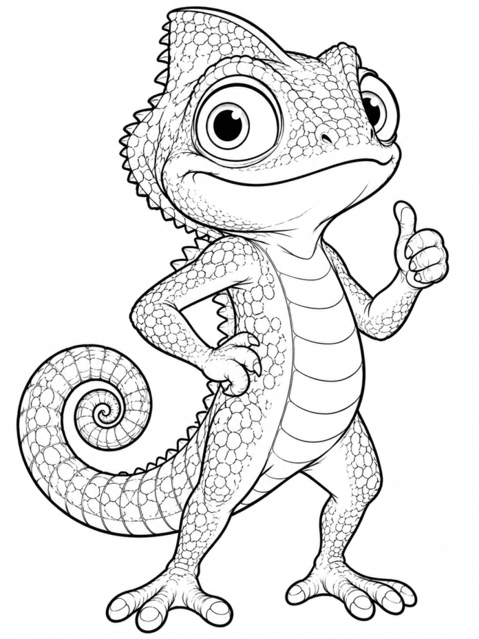 Cheerful Chameleon Coloring Page – Free Printable Coloring Page