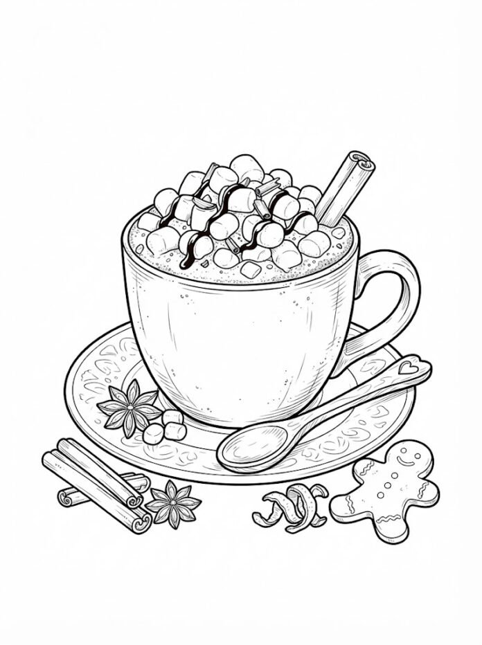 Cozy Hot Chocolate Coloring Page – Free Printable Coloring Page