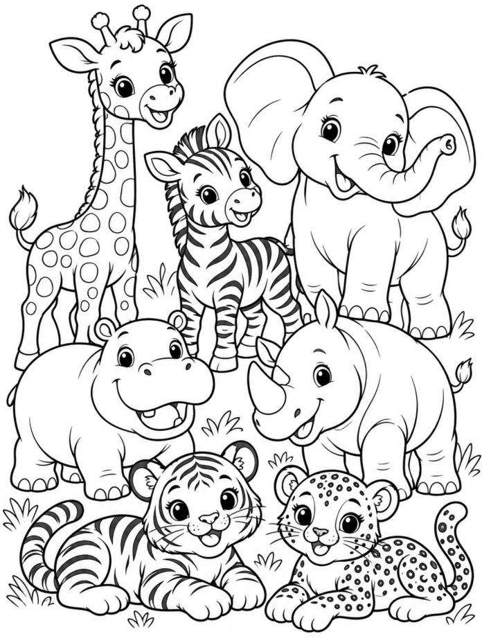 Cute African Animals Coloring Page – Free Printable Coloring Page
