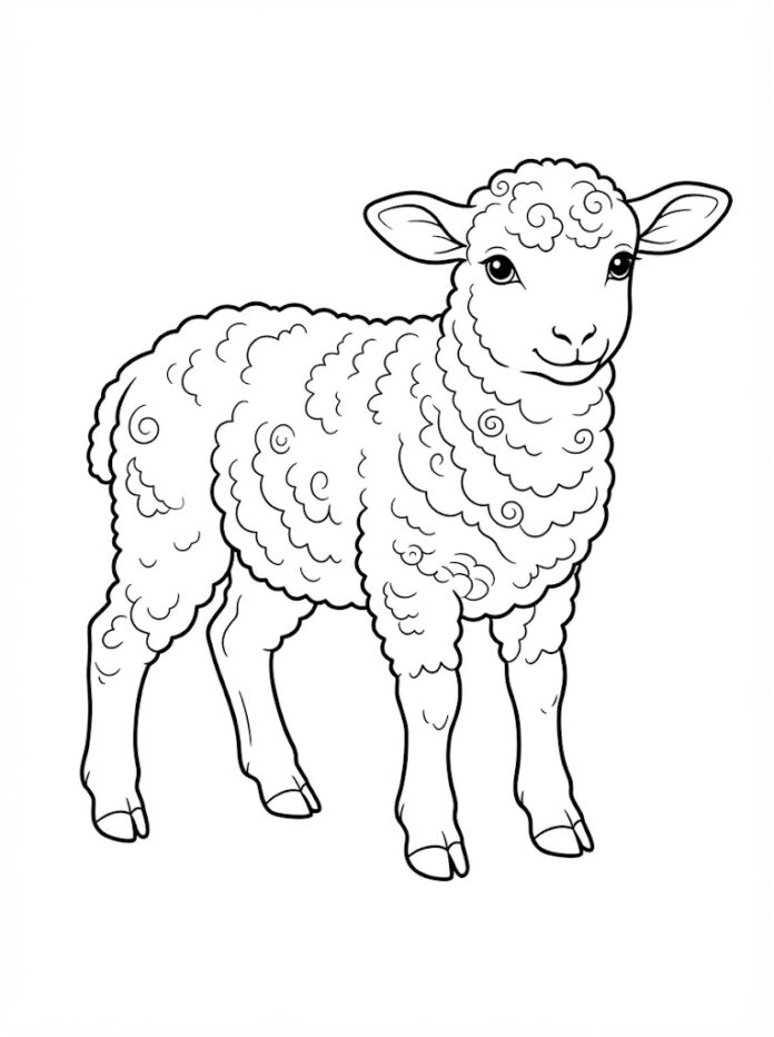 Cute Lamb Coloring Page – Free Printable Coloring Page