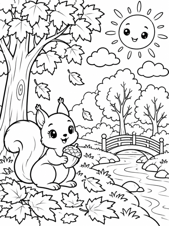 Cute Autumn Coloring Page – Free Printable Coloring Page