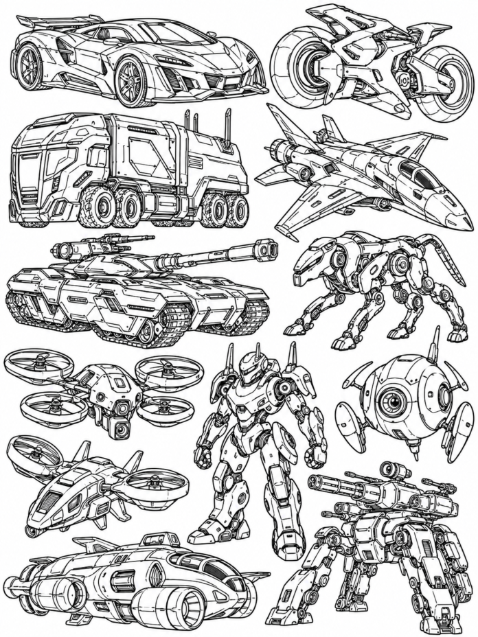 Cyber Vehicles Coloring Page – Free Printable Coloring Page