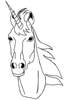 Gerçekçi unicorn portresi boyama sayfası — çocuklar ve yetişkinler için çizim
