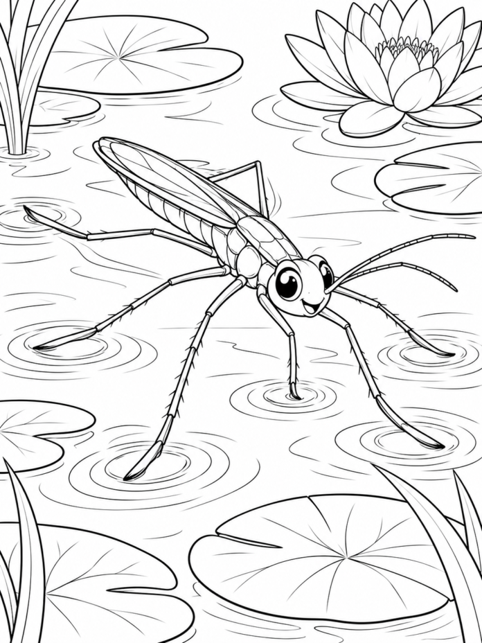 Water Strider Coloring Page – Free Printable Coloring Page