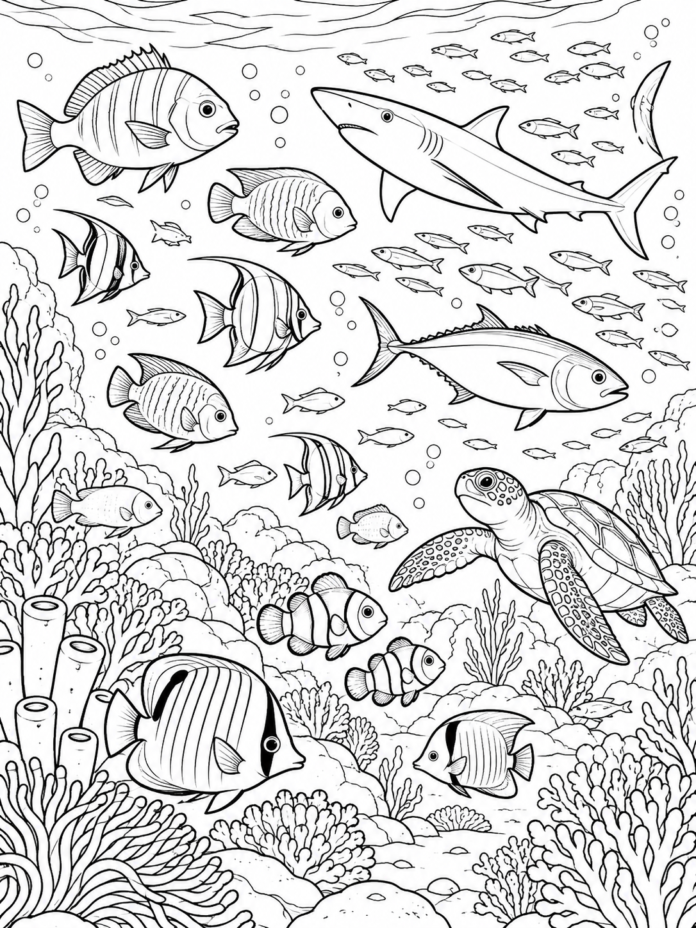 Ocean Life Coloring Page – Free Printable Coloring Page