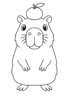 Kapibara ile Mandalina – A4 Pdf hayvan boyama sayfası indir ve yazdır