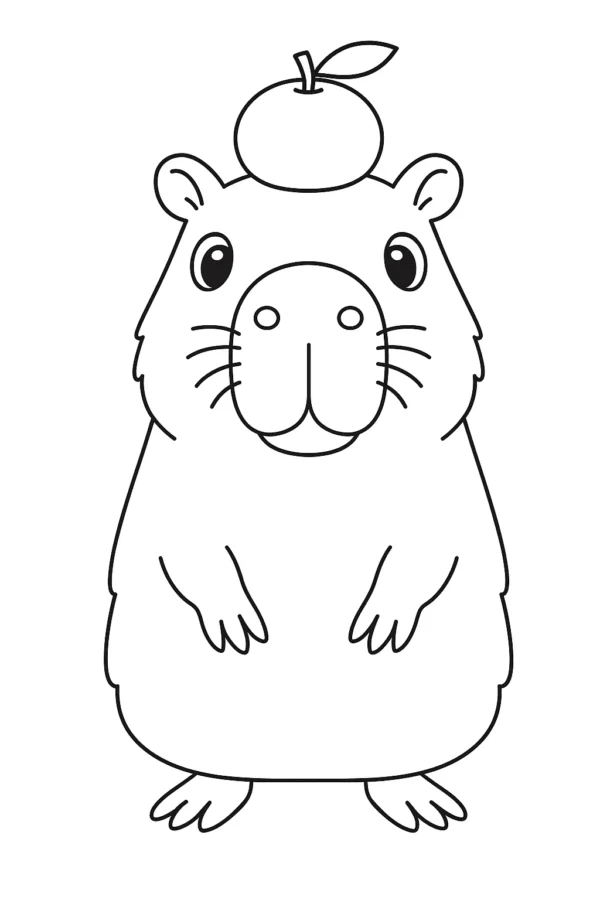 Kapibara ile Mandalina – A4 Pdf hayvan boyama sayfası indir ve yazdır