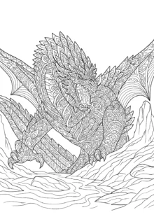 Detaylı Ejderha Antistres Boyama Sayfaları — karmaşık ve yaratıcı boyama resimleri