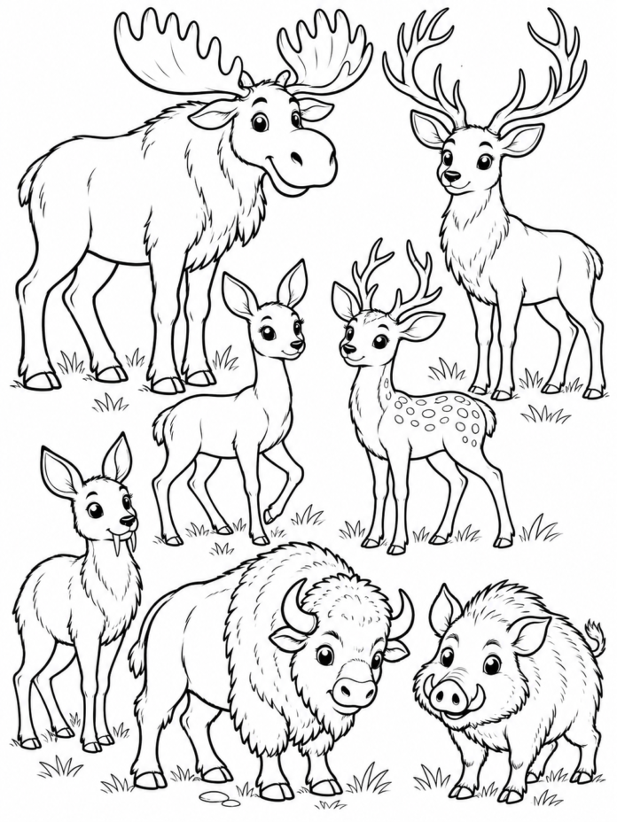 Hoofed Herbivores Coloring Page – Free Printable Coloring Page