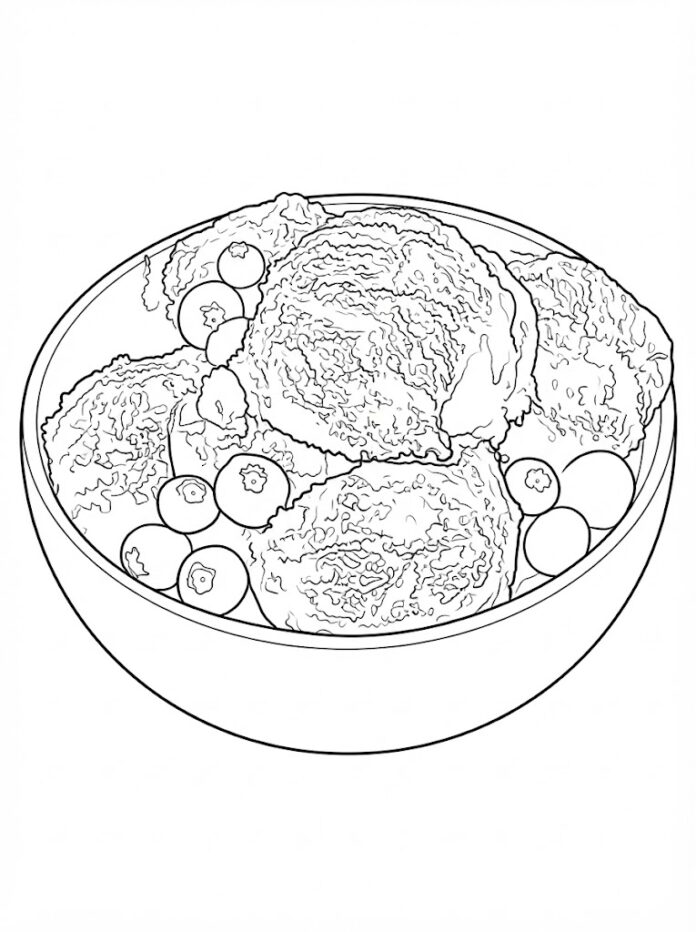 Blueberry Ice Cream Coloring Page – Free Printable Coloring Page