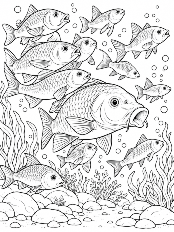 School of Fish Coloring Page – Free Printable Coloring Page